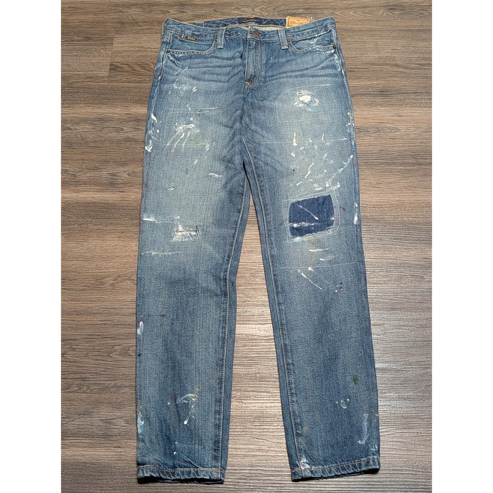 Polo Ralph Lauren Kids Astor Slim Boyfriend Paint Splatter Patchwork Jeans 16